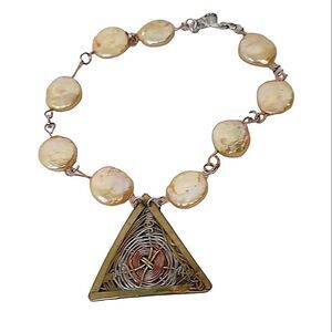 Freshwater Coin Pearls Light Peach Bracelet